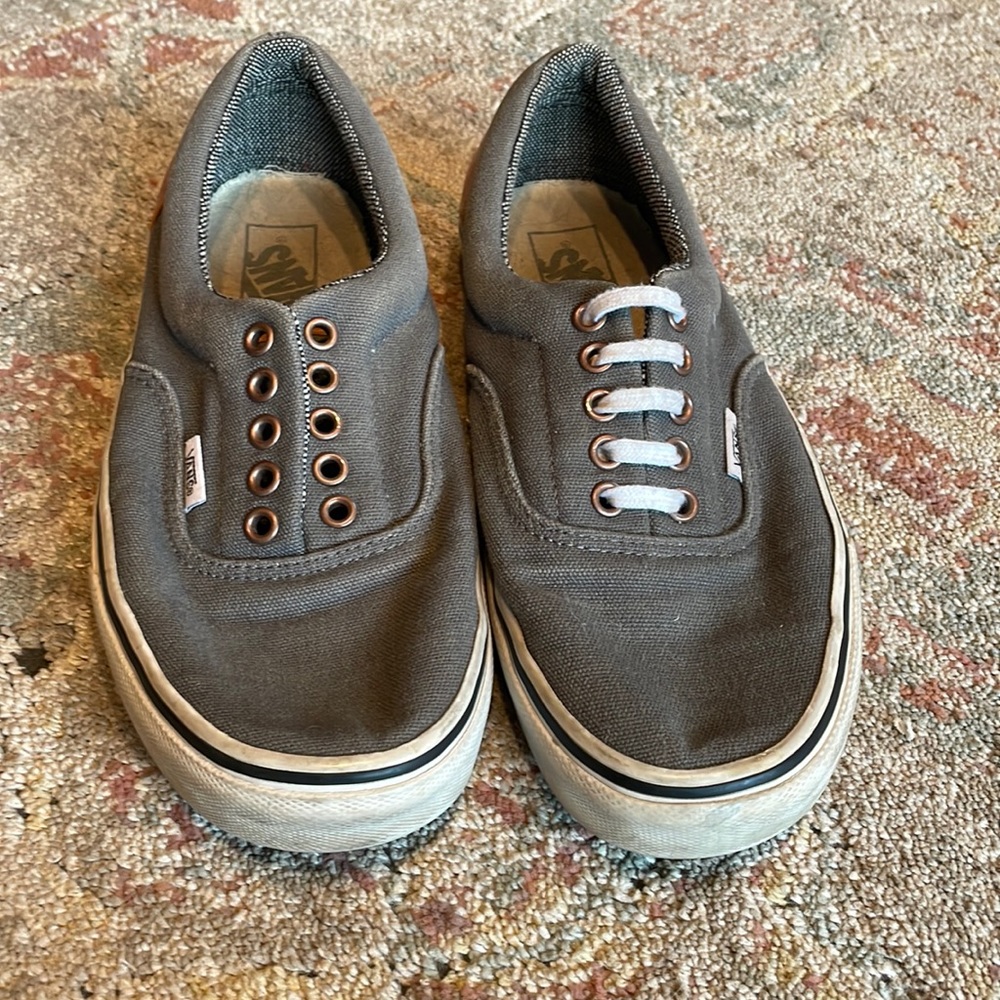 Vans grey canvas and brown leather size 8.5